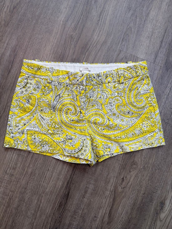 J. Crew Pants - J. Crew Yellow Paisley Cotton Blend Shorts - Size 6